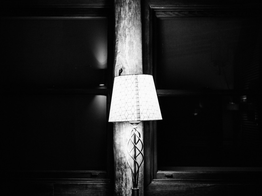 lamp, lampshade, bw, electricity, interior