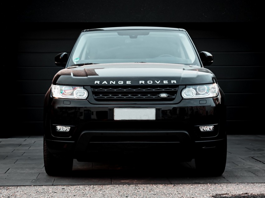 land rover, range rover, car, black, suv, front view