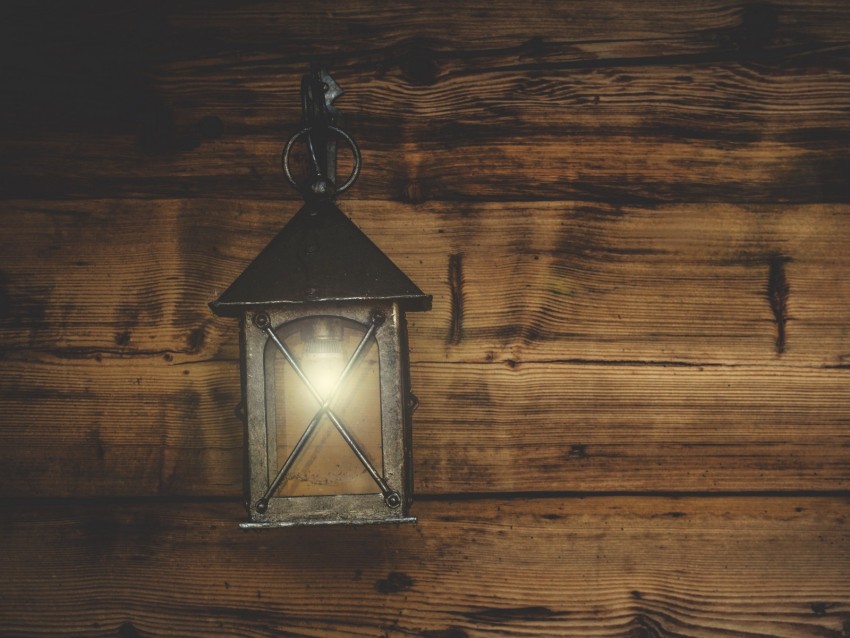lantern, light, wall, bulb, iron, old, wooden