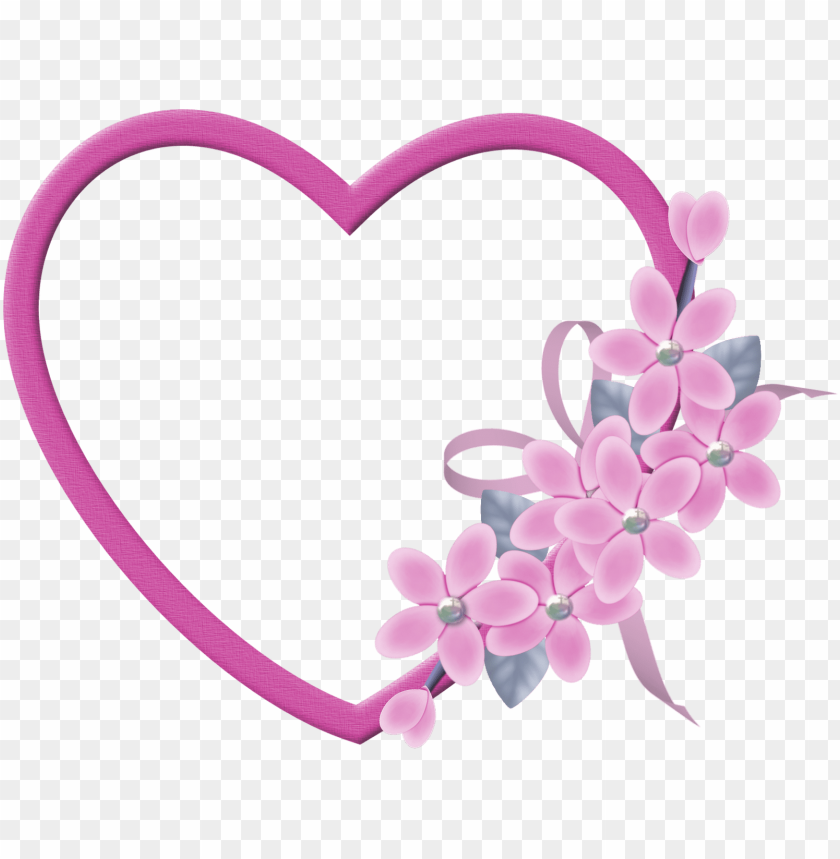 Large Pink Heart Transparent Frame With Pink Flowers Background Best ...