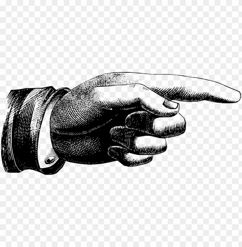 Transparent background PNG image of large victorian pointing finger - Image ID 69790