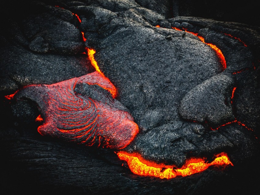 lava, fiery, surface, volcano