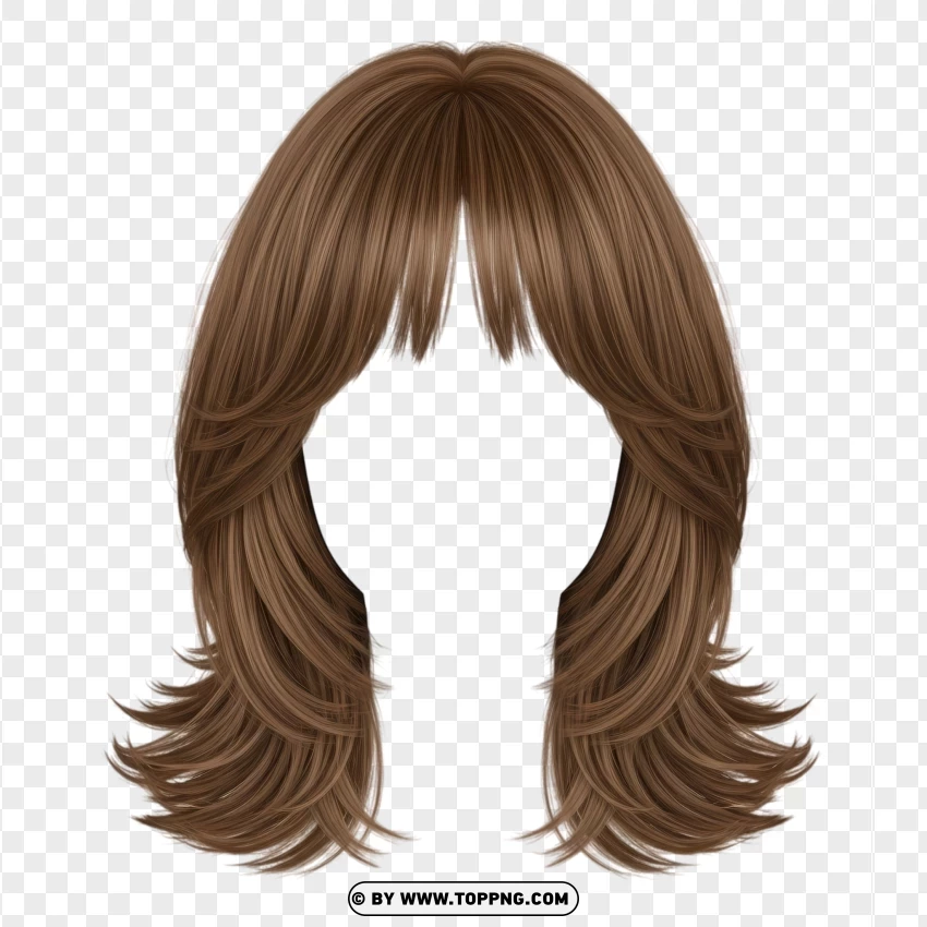 Brown hair with curtain bangs – layered, medium length