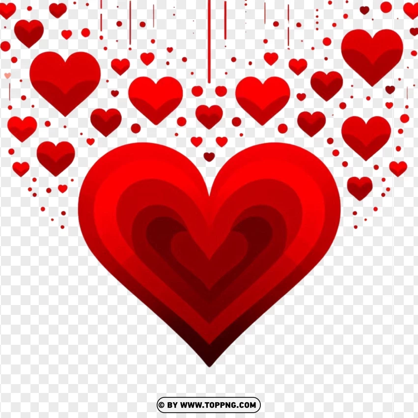 Layered Red Heart With Hanging Decorations On PNG Transparent Background