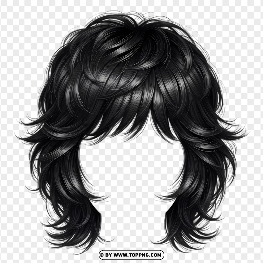Layered wavy haircut – black, shoulder length