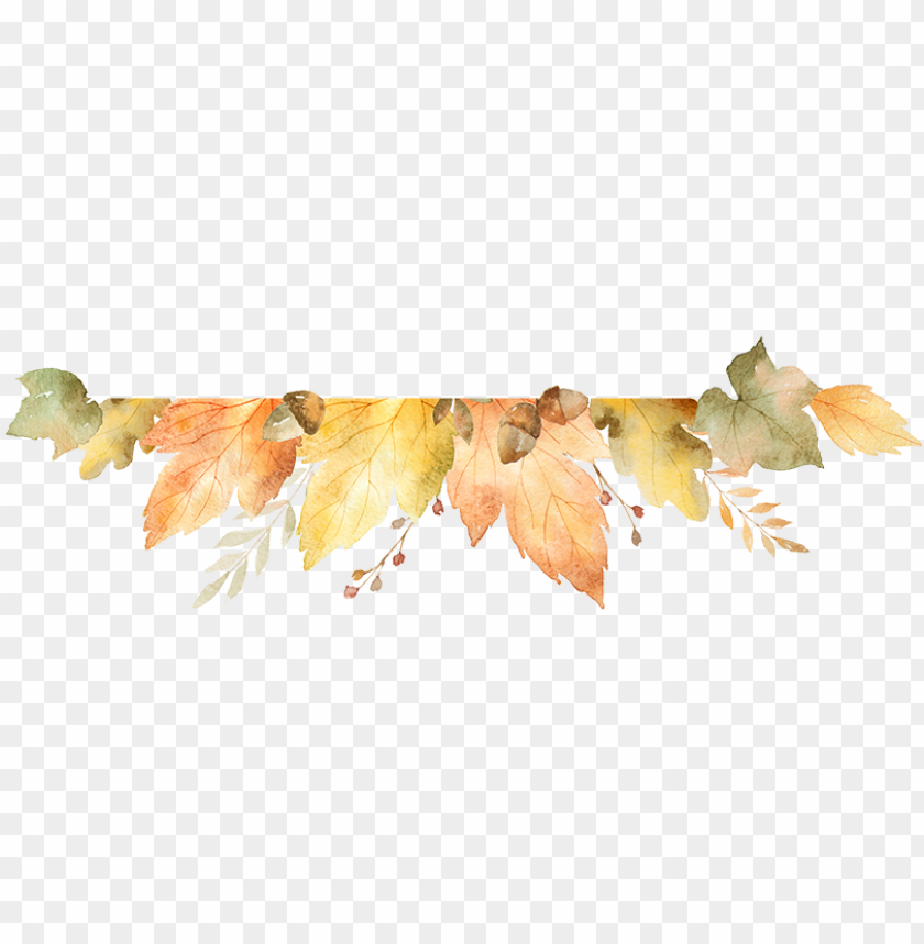 Leaf Border - Watercolor Fall Leaves Banner Png Image With Transparent Background | Toppng