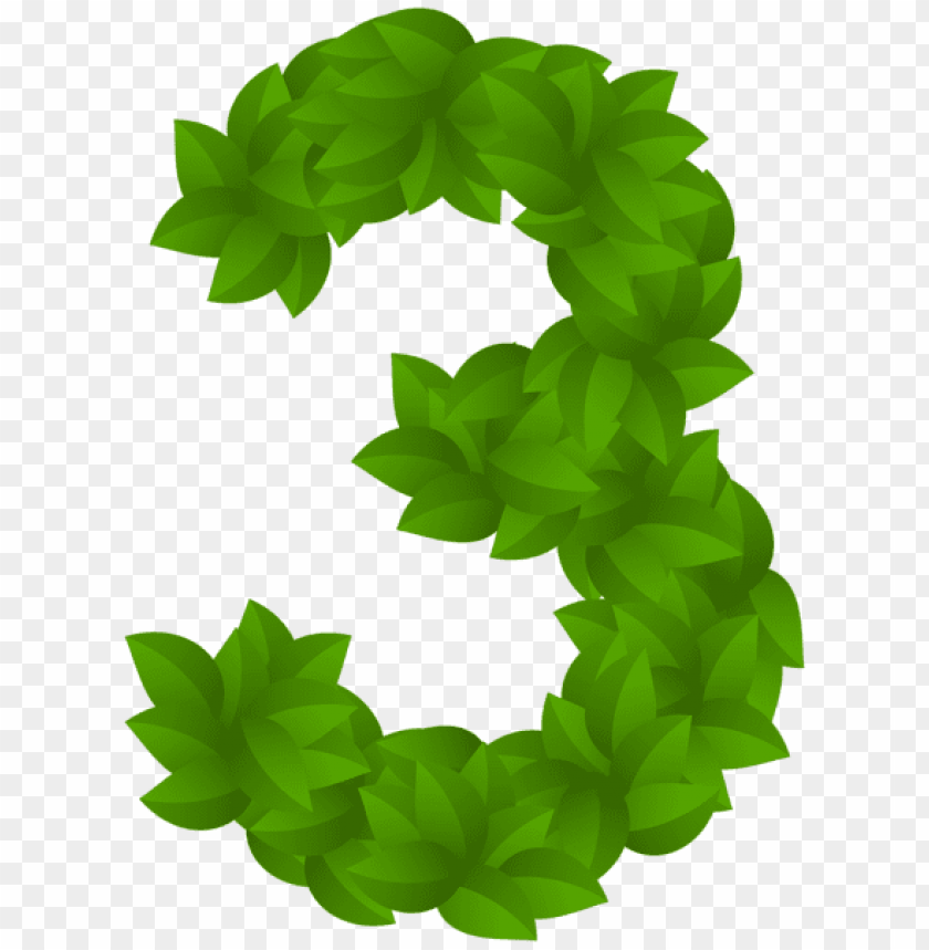 leaf number three green clipart png photo - 49440