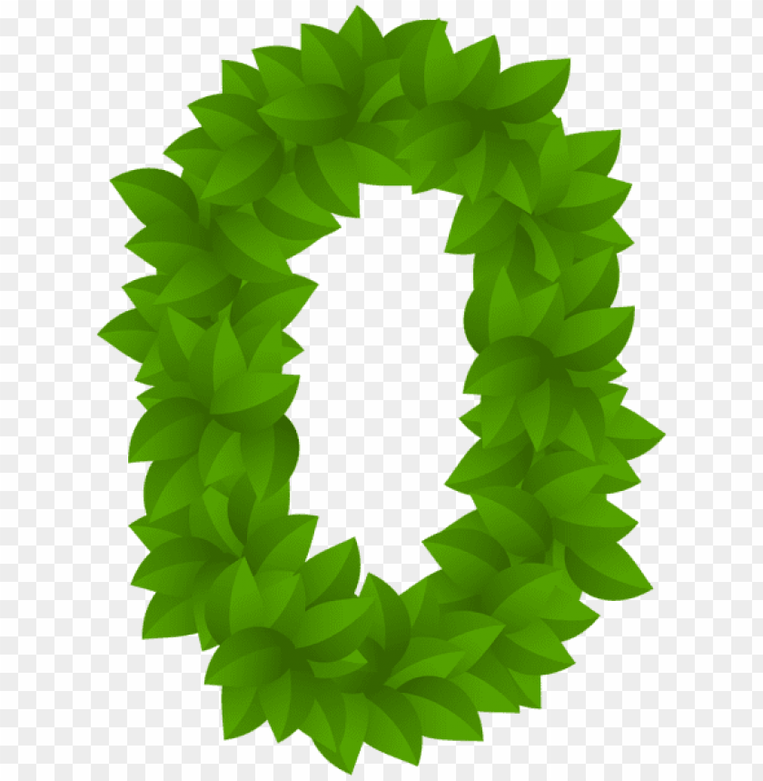 8 Number with leaves. Green zero