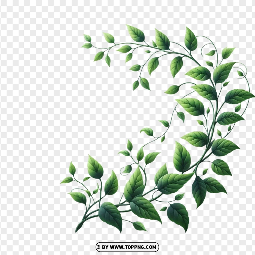 Leaf vine, border leaf PNG, decorative leaf image,Green , Fresh , Isolated , Leaf 