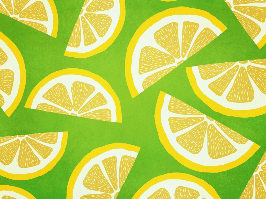 lemon, slices, pattern, citrus, yellow