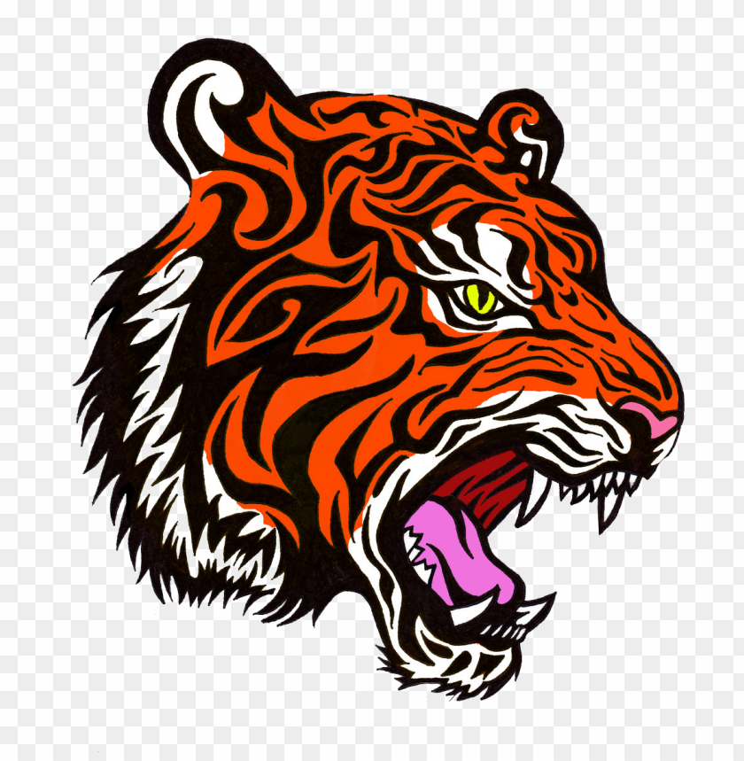 Leopard Face Side Color Tattoo Illustration PNG Image With Transparent Background