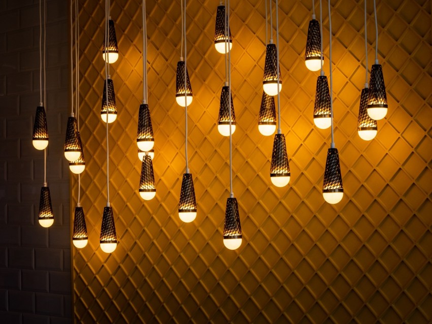 light bulbs, chandelier, light, electricity, lighting, wall