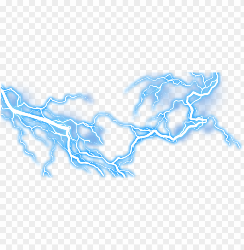 Blue lightning bolt effects on a transparent background