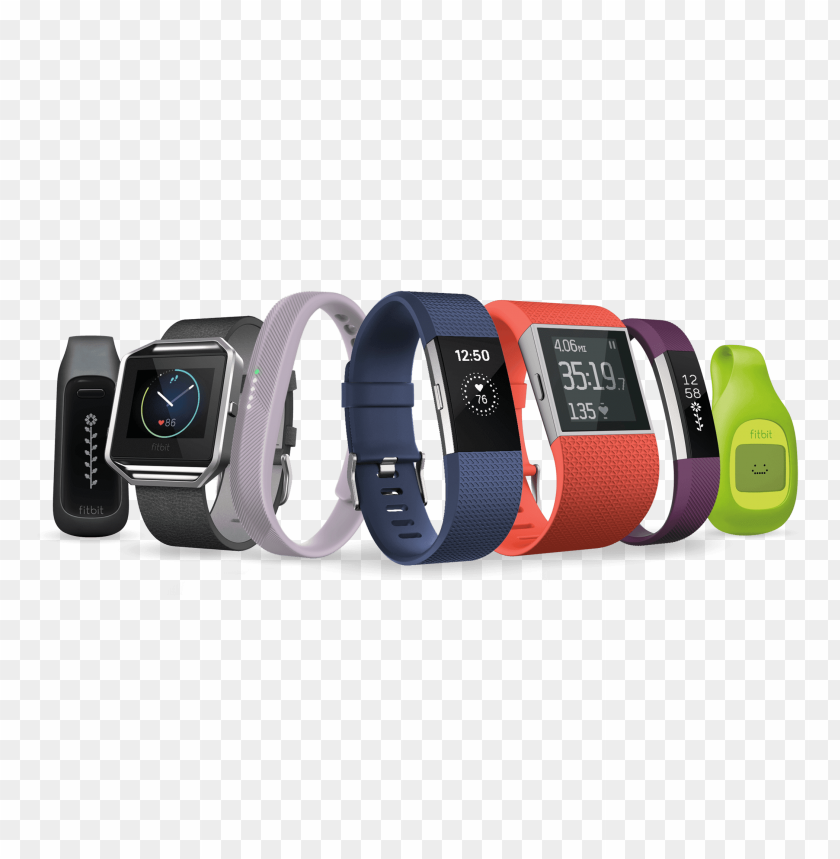 electronics, fitbit, line up of fitbit connected objects, 