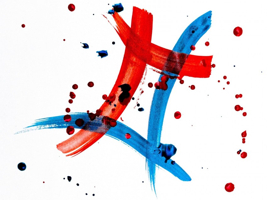lines, spots, red, blue, abstraction