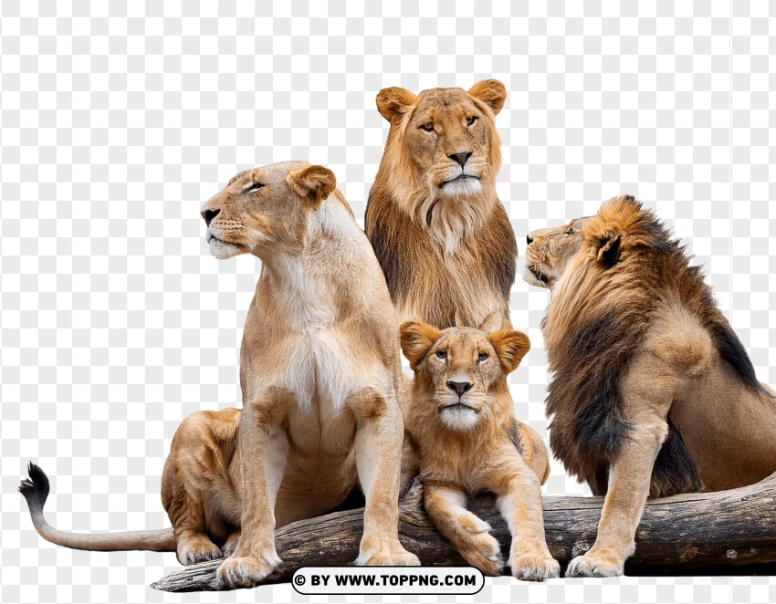 Lion Family With Cubs Set PNG Transparent Background