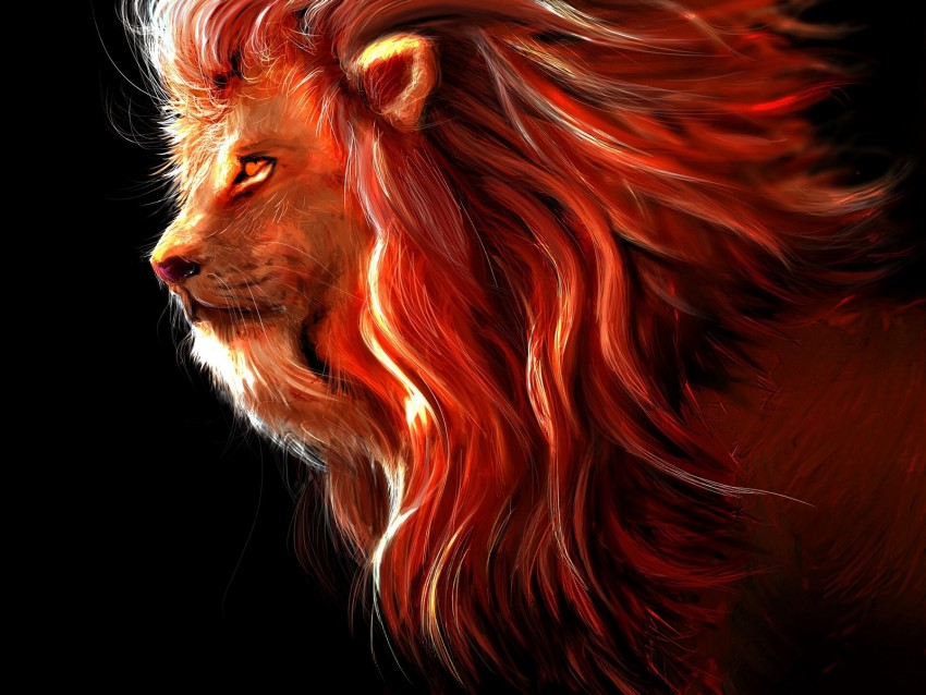 lion, big cat, art, predator, king of beasts