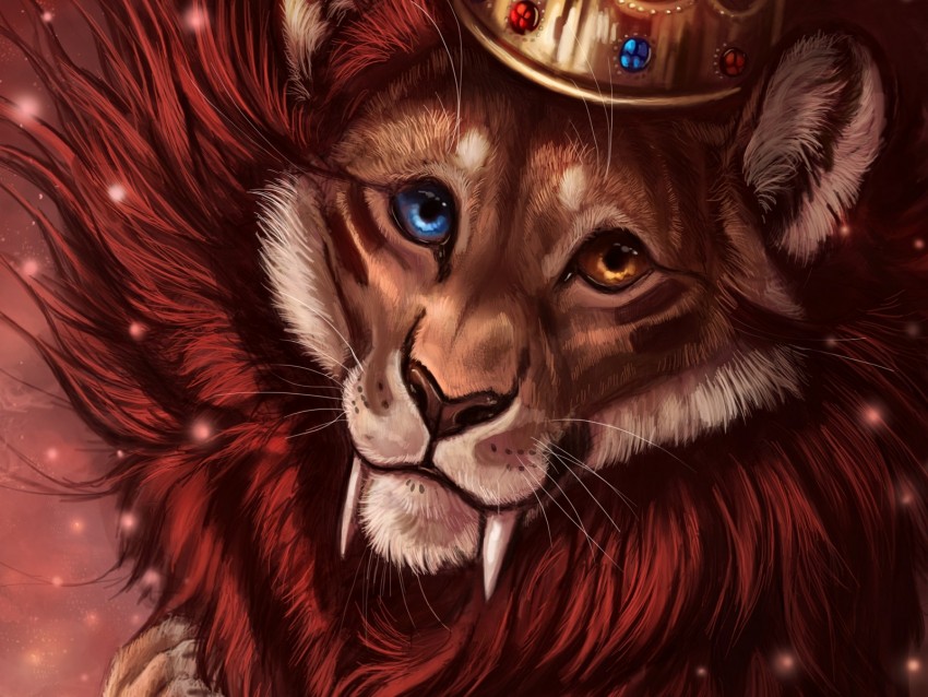 lion, crown, art, king of beasts, king