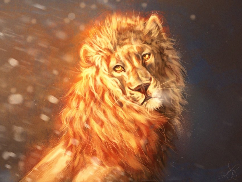 lion, glance, art, predator, king of beasts