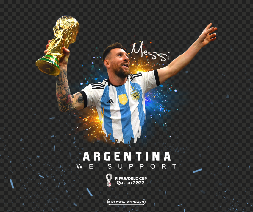  lionel messi lifts the fifa world cup trophy 2022 design png,2022 transparent png,world cup png file 2022,fifa world cup 2022,fifa 2022,sport,football png