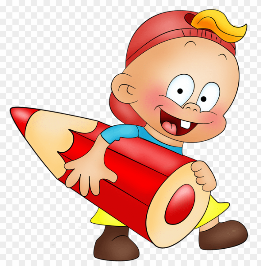 Download little boy with pencil cartoon free clipart png photo | TOPpng