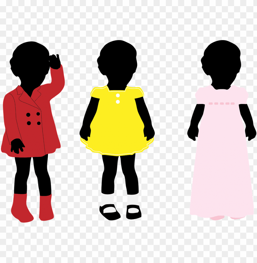 Little Girl In Dress Silhouette PNG Image With Transparent Background