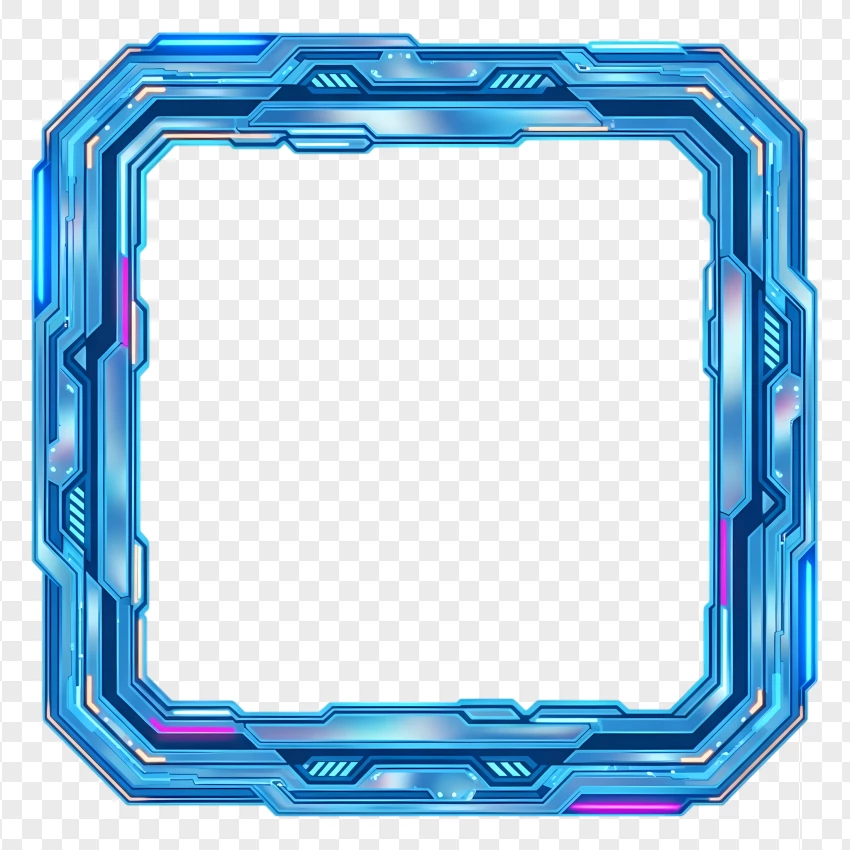 Live streaming frame with holographic blue gradient overlay in PNG format