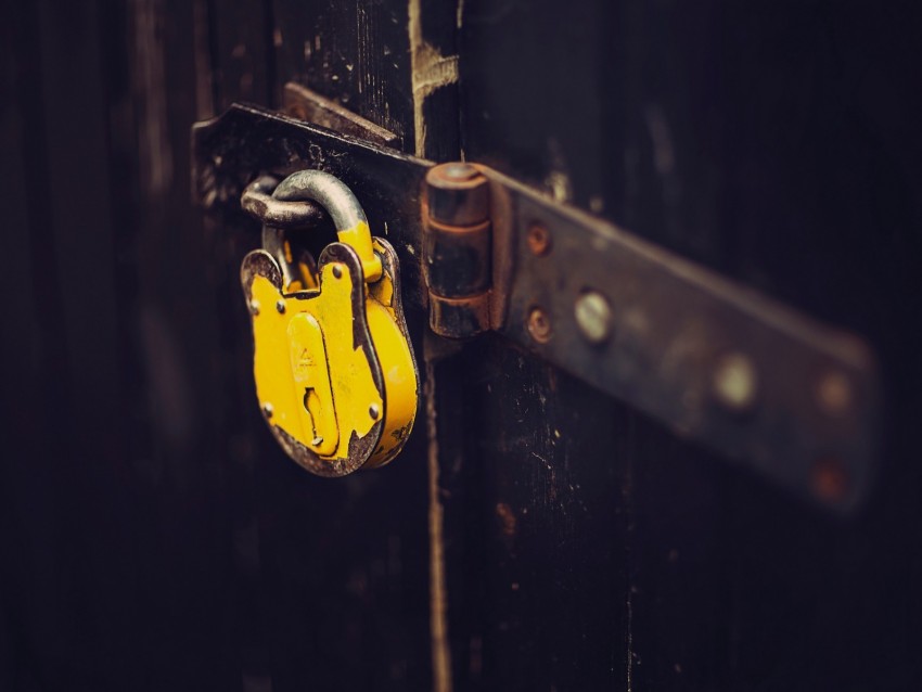 lock, rust, yellow, closed
