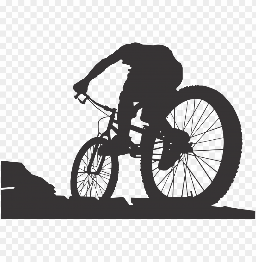 Silhouette Of A Cyclist Performing A Downhill Stunt PNG Transparent Background