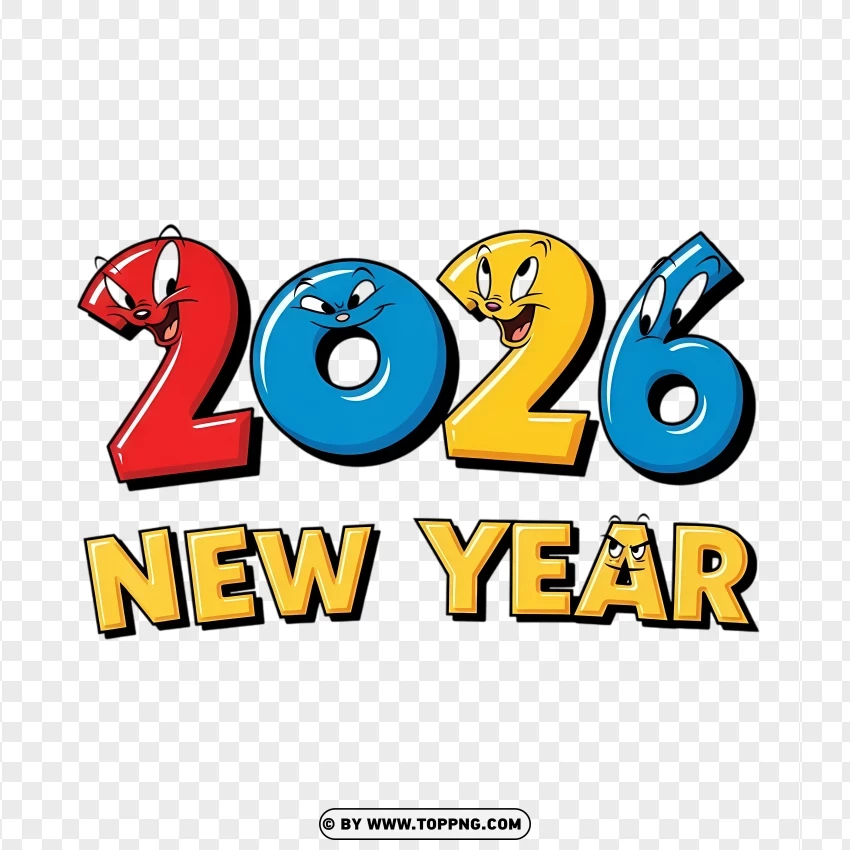 Looney Tunes Retro 2026 Typography PNG Transparent Background