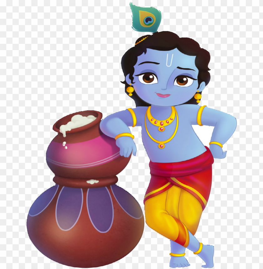 lord krishna standing with makhan - little krishna PNG image with  transparent background | TOPpng