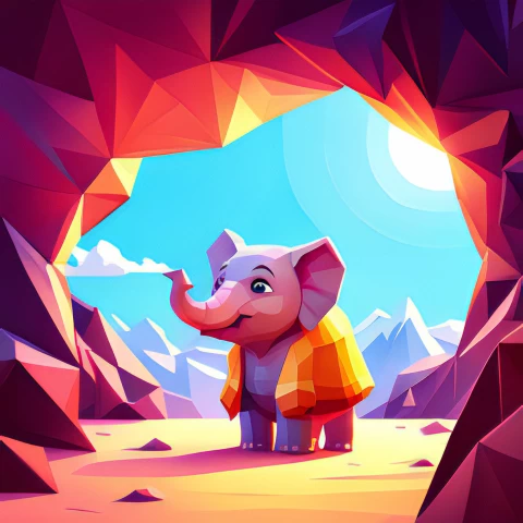 Low Poly Elegance Delightful Baby Elephant Picture
