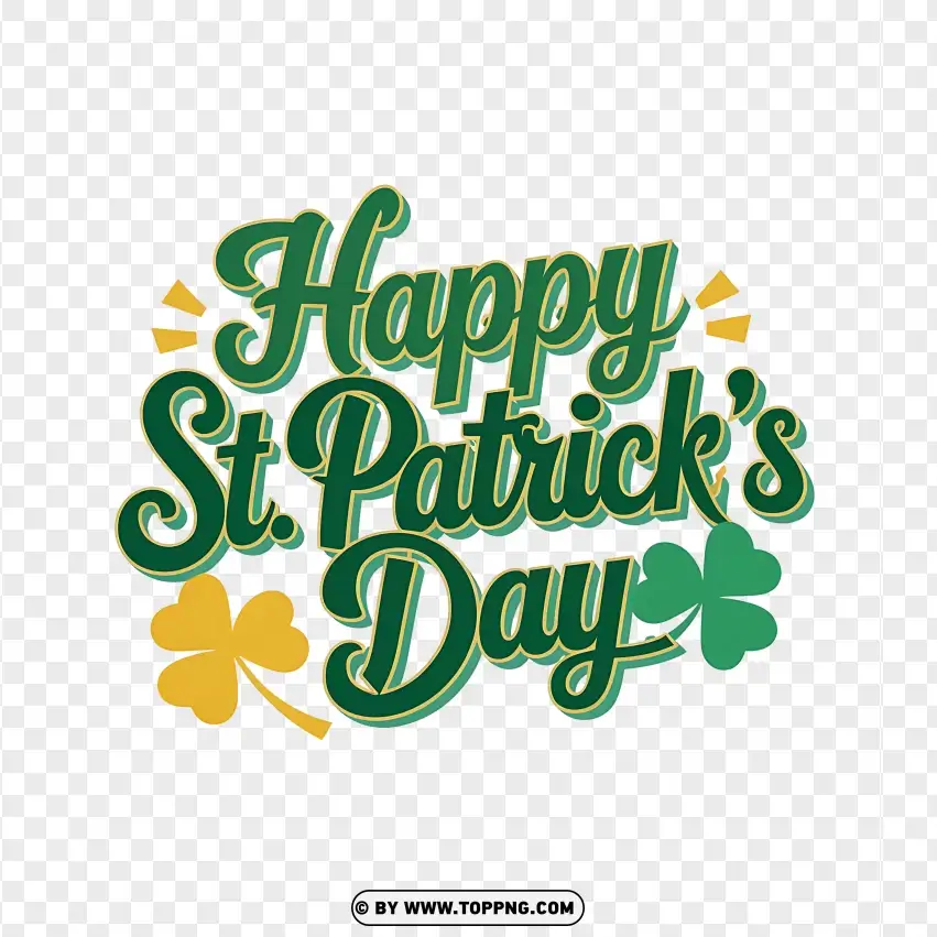 Classic Green St. Patricks Day Typography PNG Transparent Background