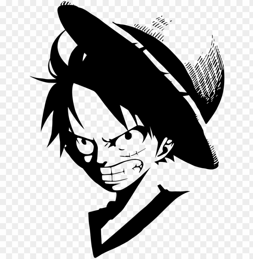 luffy clipart - luffy one piece black and white PNG image with