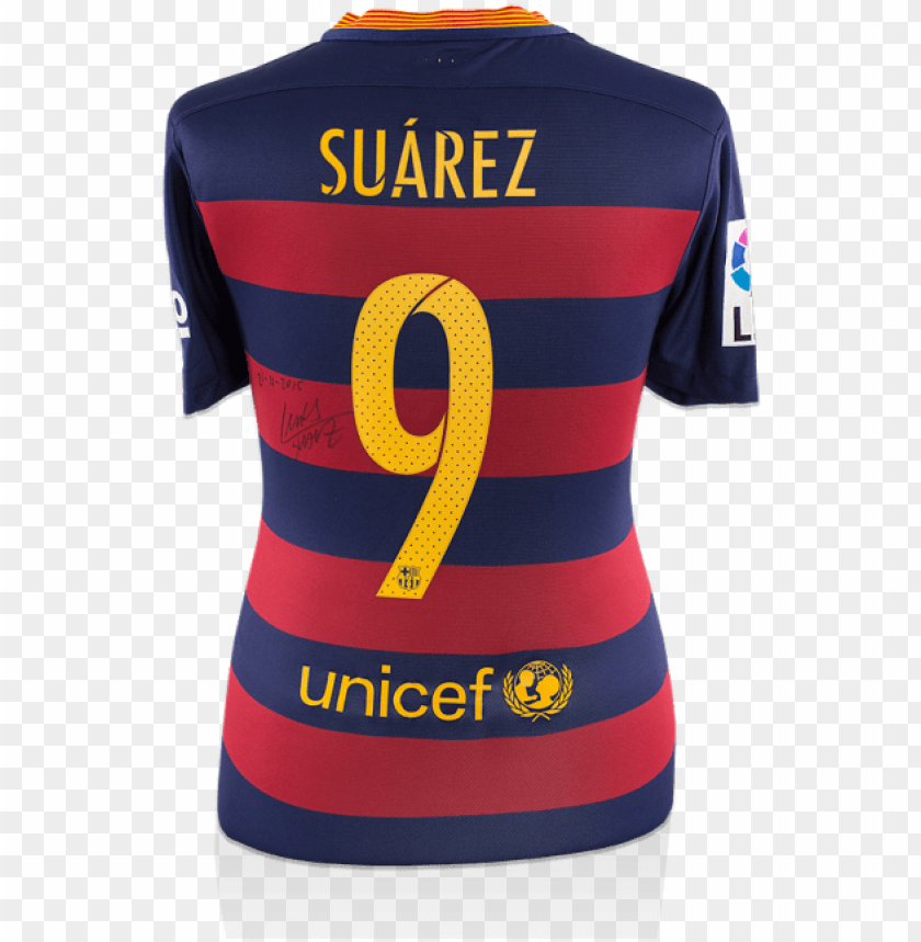 luis suarez signed and match worn barcelona 2015-16 - suarez match worn shirts PNG image with transparent background@toppng.com