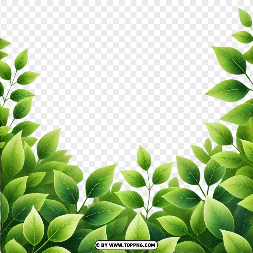 Lush Green Leafy Corner Frame - Ideal For Vibrant And Natural-themed Projects PNG Transparent Background