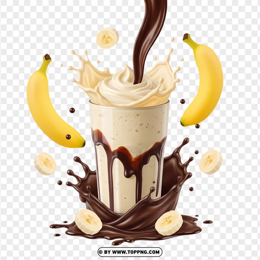 Luxe Banana Shake With Chocolate Glaze PNG Transparent Background