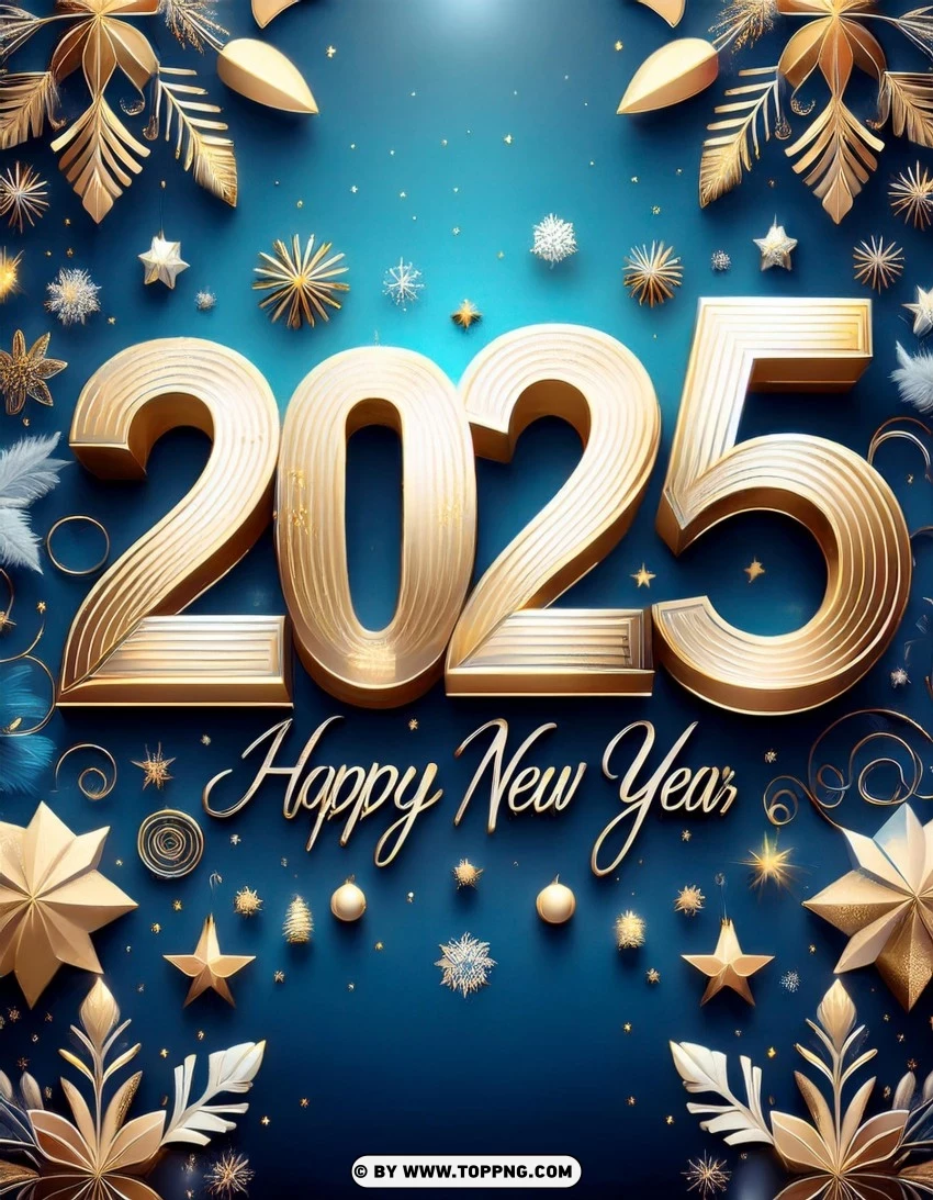 Luxurious 2025 Greeting And Wishes Cards With Fireworks And Stars PNG Transparent Background