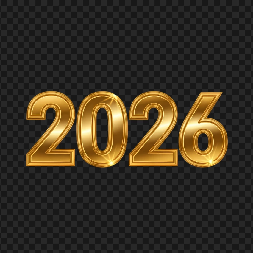 Luxurious metallic golden 2026 typography for premium holiday greeting