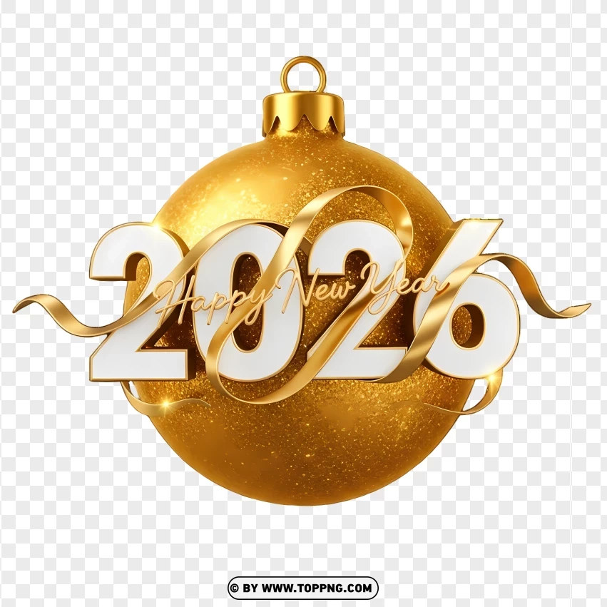 Luxury 2026 Gold Ornament Typography PNG Transparent Background