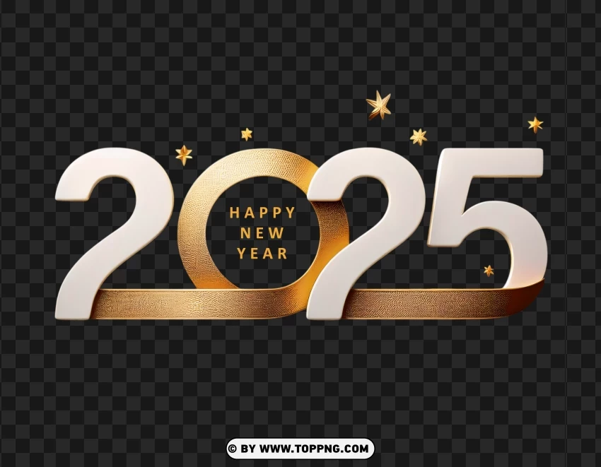 Luxury Gold And Starry 2025 New Year Bauble Design PNG Transparent Background