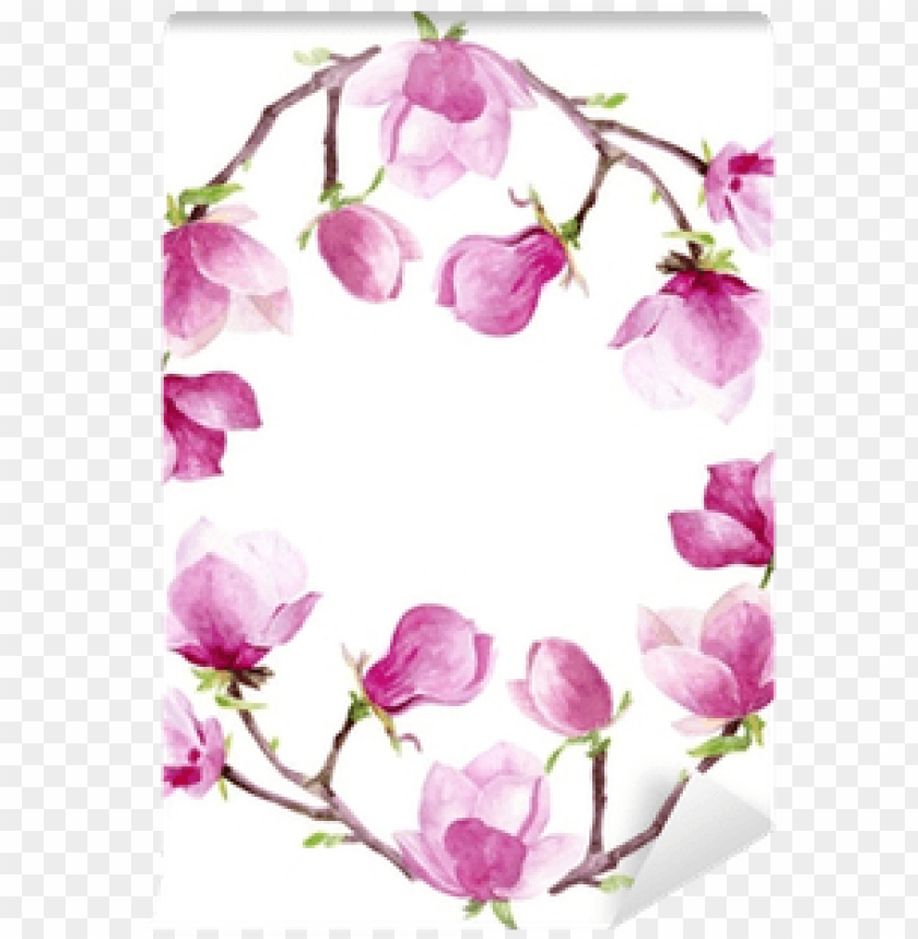 magnolia watercolor wreath floral frame border wedding - bridal shower clipart floral PNG image with transparent background@toppng.com