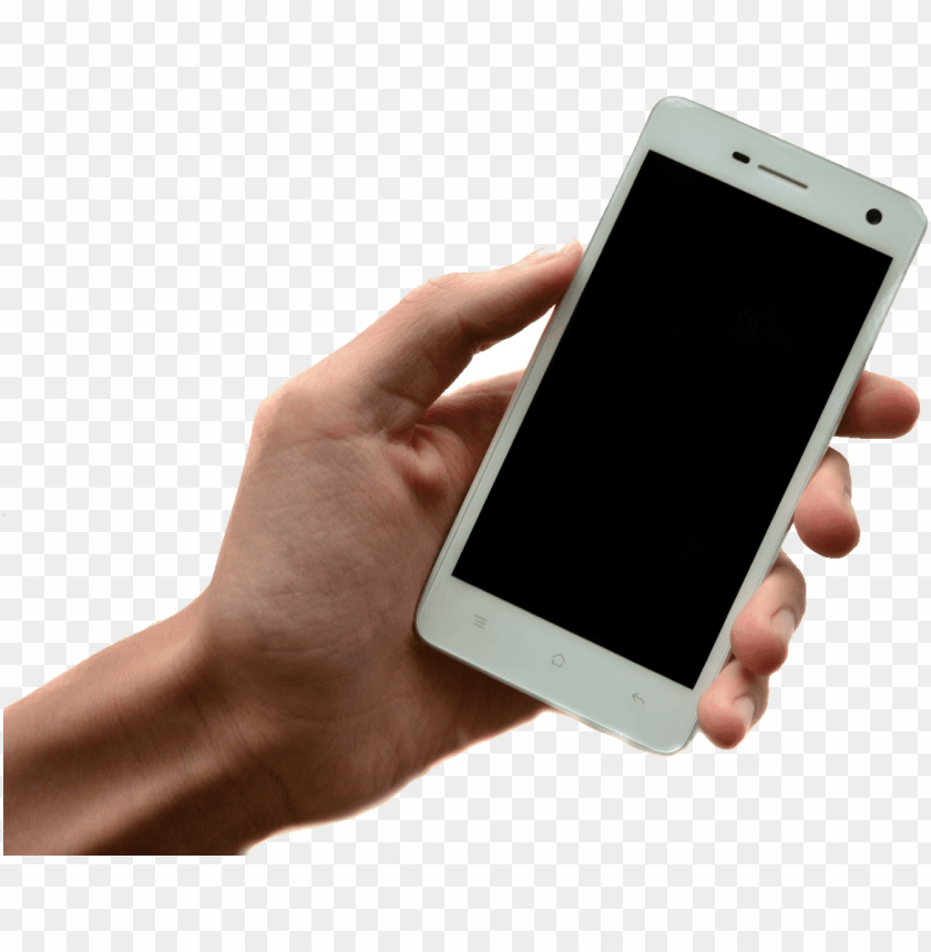 Transparent Background PNG of man holding android phone - Image ID 25874