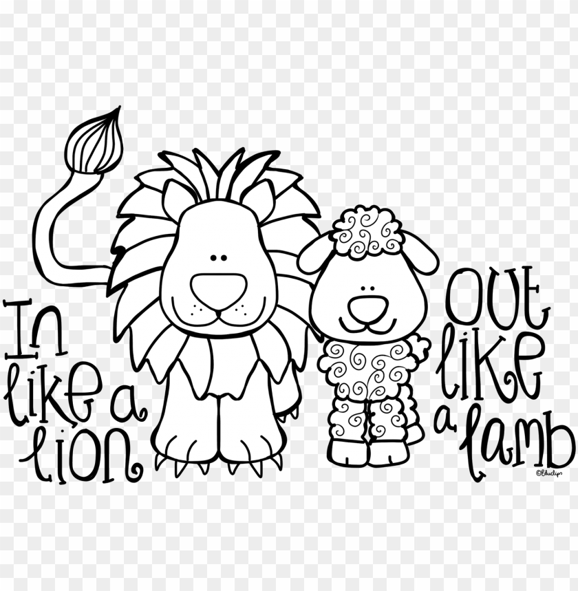 March Lion Lamb Coloring Pages PNG Transparent Background