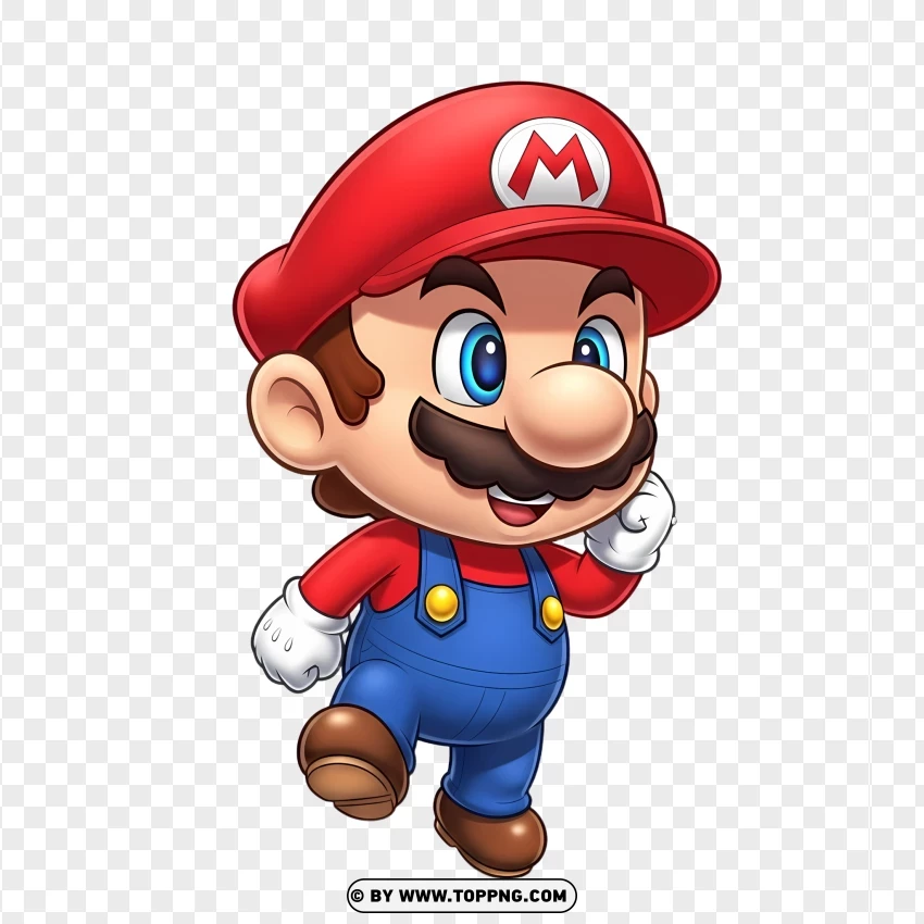 Mario Chibi Character On White PNG Transparent Background