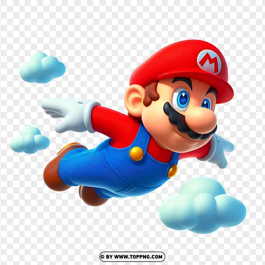 Mario Flying With Clouds PNG Transparent Background