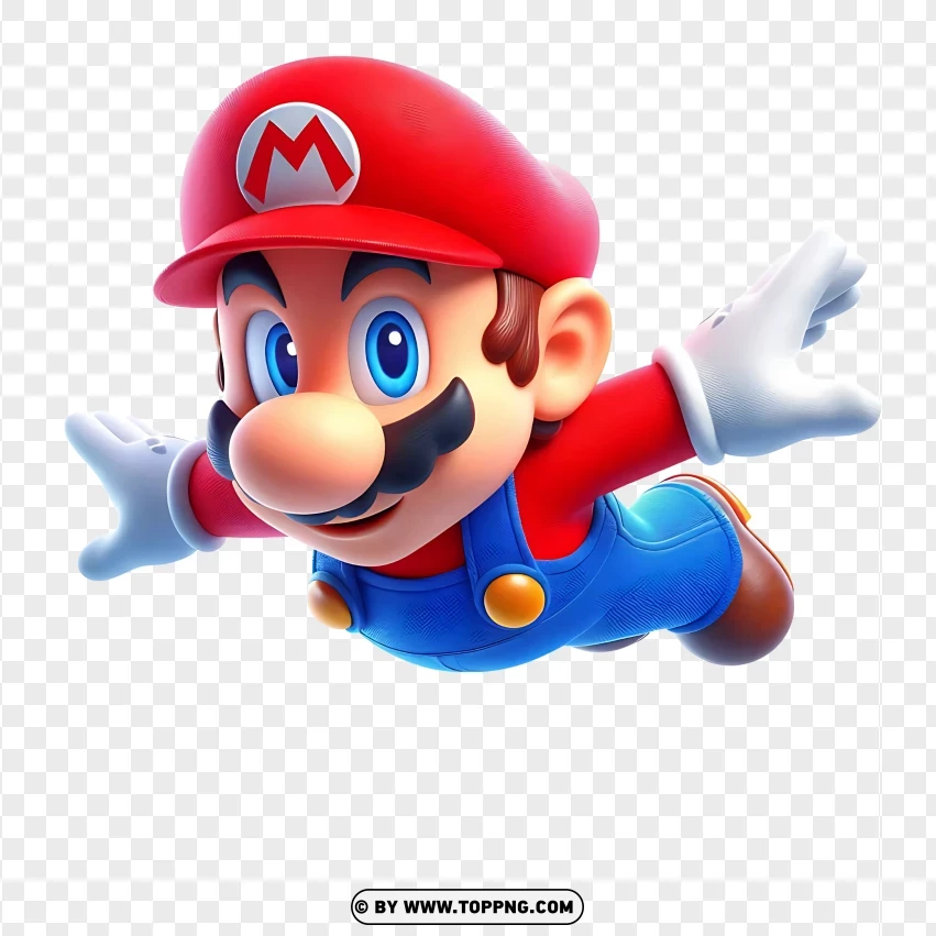 Mario Soaring Through The Sky PNG Transparent Background