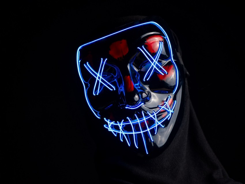 mask, anonymous, neon, face, hidden, dark