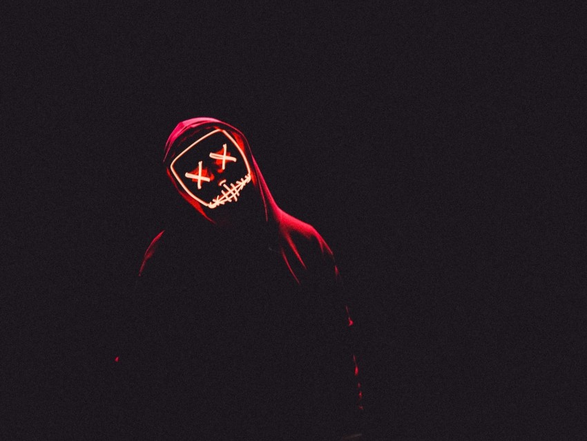 mask, hood, anonymous, dark, man, light