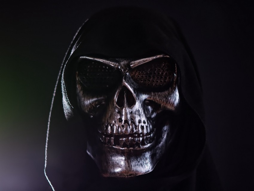 mask, skull, hood, dark